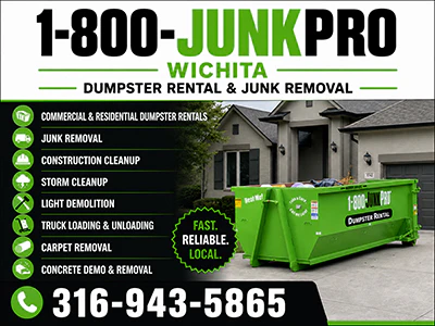 1-800-JUNKPRO Wichita Dumpster Rental & Junk Removal banner