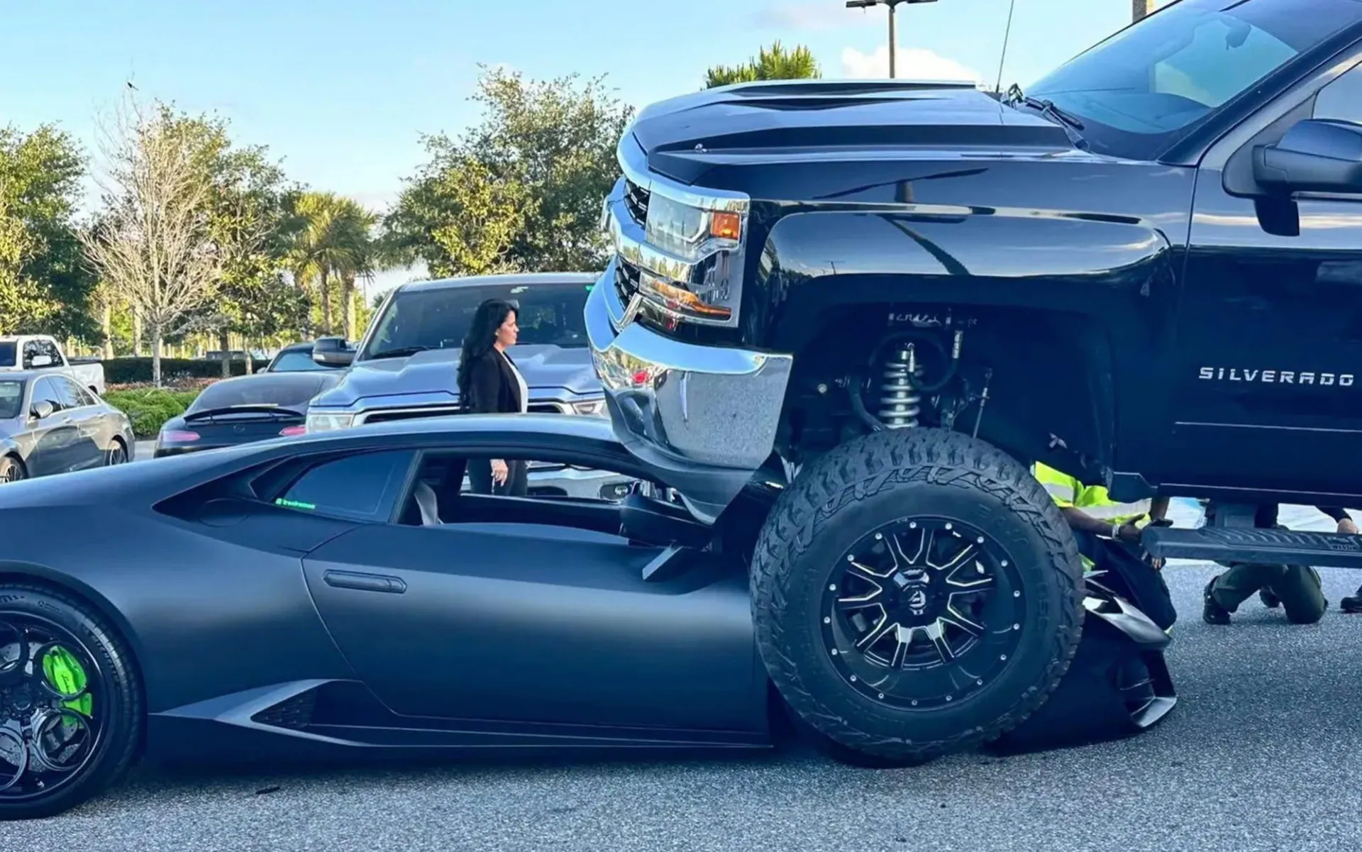 Lamborghini Crushed by Pickup in Orlando Parking Lot Raises Liability Questions (WESH)