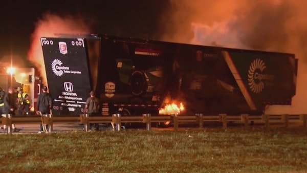 Andretti Auto Sports IndyCar Trailer Catches Fire On Florida Interstate