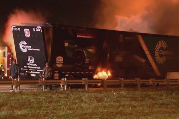Andretti Auto Sports IndyCar Trailer Catches Fire On Florida Interstate