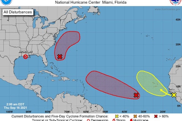 As Nicholas Stalls Over Louisiana, Three Potential Storms Are Crowding The Atlantic